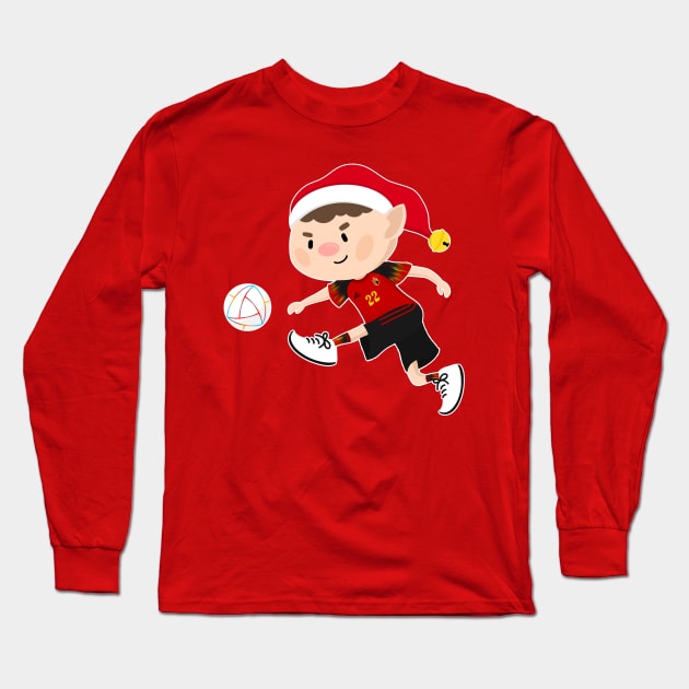 Belgium football Christmas elf. Football World Cup soccer T-Shirt Long Sleeve T-Shirt by abtchlr